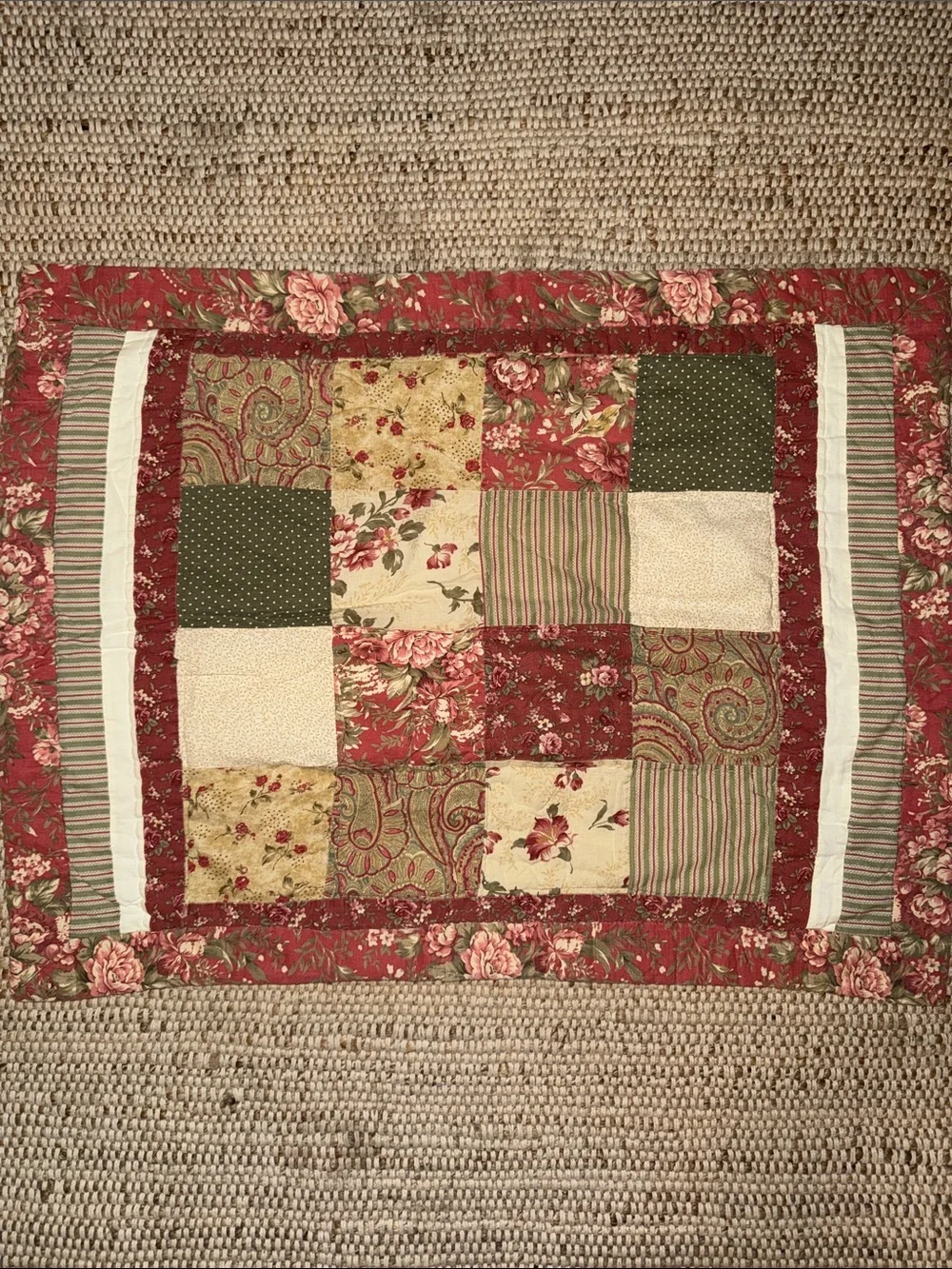 Vintage Quality quilted bed pillow cover.